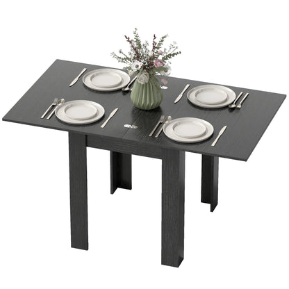 55" Extendable Dining Table for 4-6, Kitchen Table with Steel Slides and Felt Pads for Small Spaces, Black