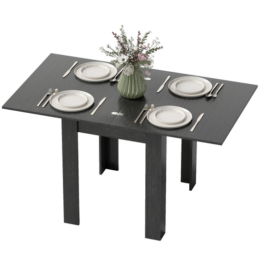 55" Extendable Dining Table for 4-6, Kitchen Table with Steel Slides and Felt Pads for Small Spaces, Black
