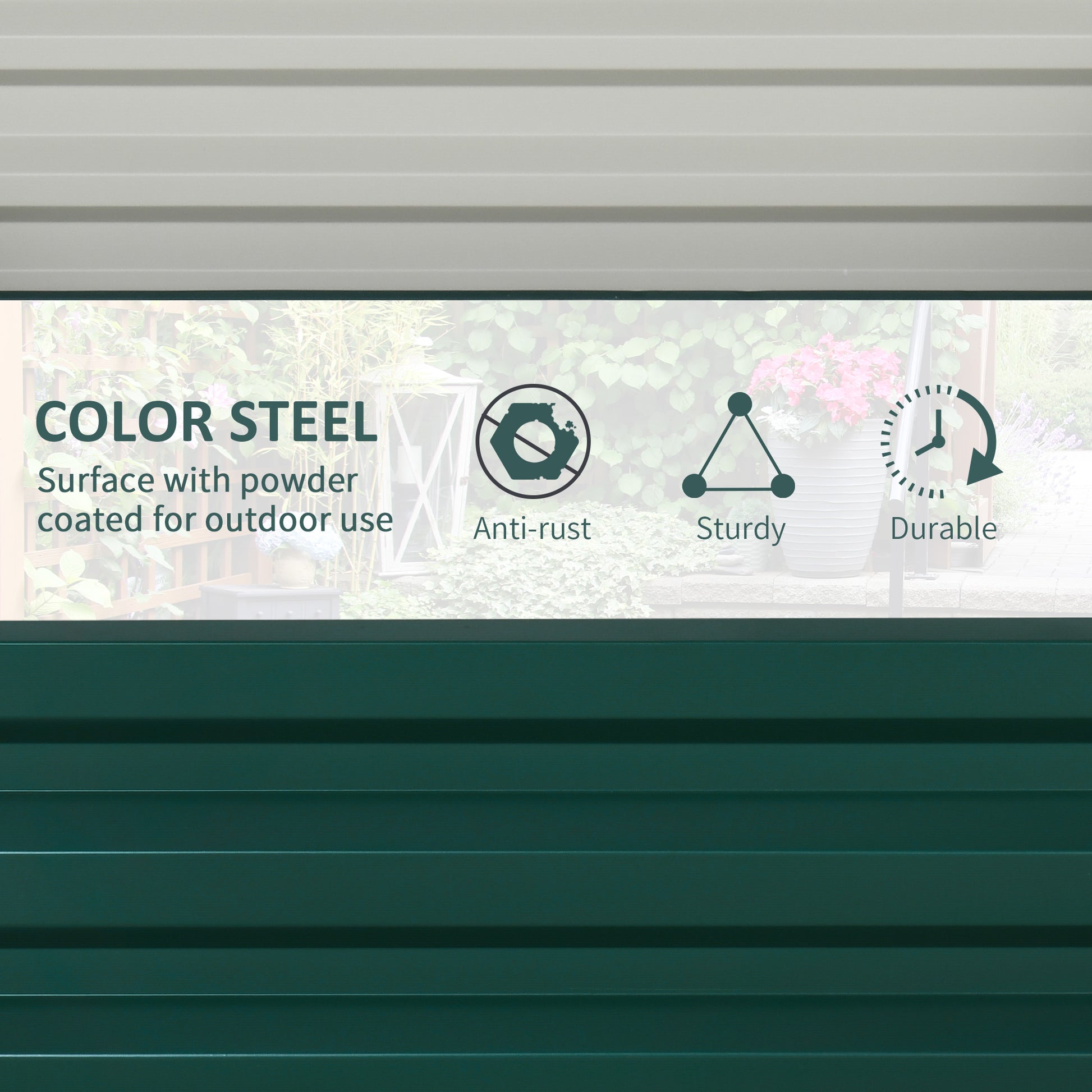 2' x 2' x 1' 2-Pieces Raised Garden Bed with Galvanised Steel Frame for Vegetables, Flowers, Herbs, Green