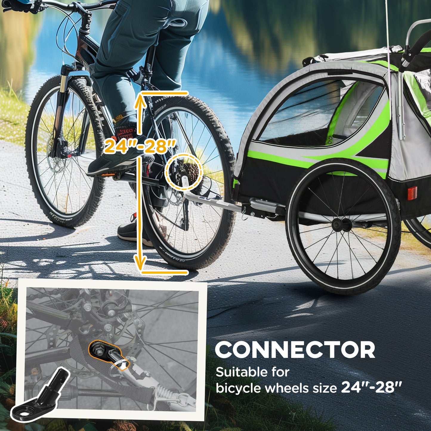 VarietyKart 3-in-1 Bike Trailer for Kids, Running Stroller with 2 Seats, Jogging Cart with 5-Point Harness, Storage Unit