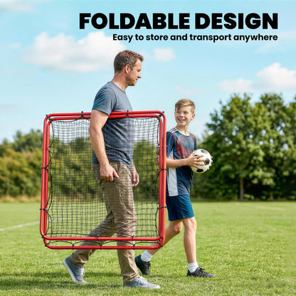 Soozier Soccer 5 Angles Adjustable Soccer Rebounder Net, Multi-Sport Training Bounce Back Net, Red