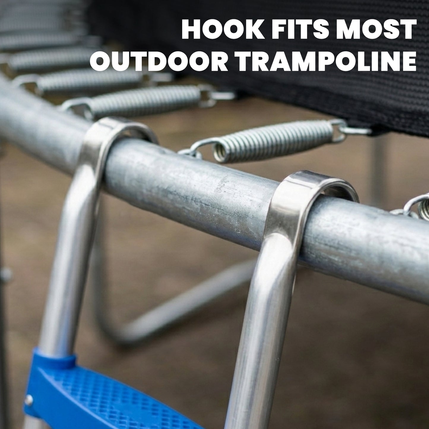 Soozier Trampoline Ladder, 3-Steps with Horizontal Wide Steps, Universal Hook, Galvanized Steel Frame, 330LBS Load Capac
