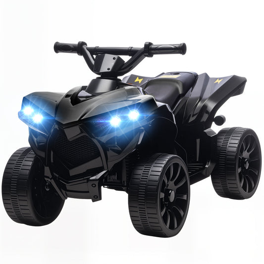Qaba 6V Kids ATV, 4 Wheeler Electric Ride on Car with Music and LED Headlights, for Ages 37-72 Months Boys and Girls, Bl