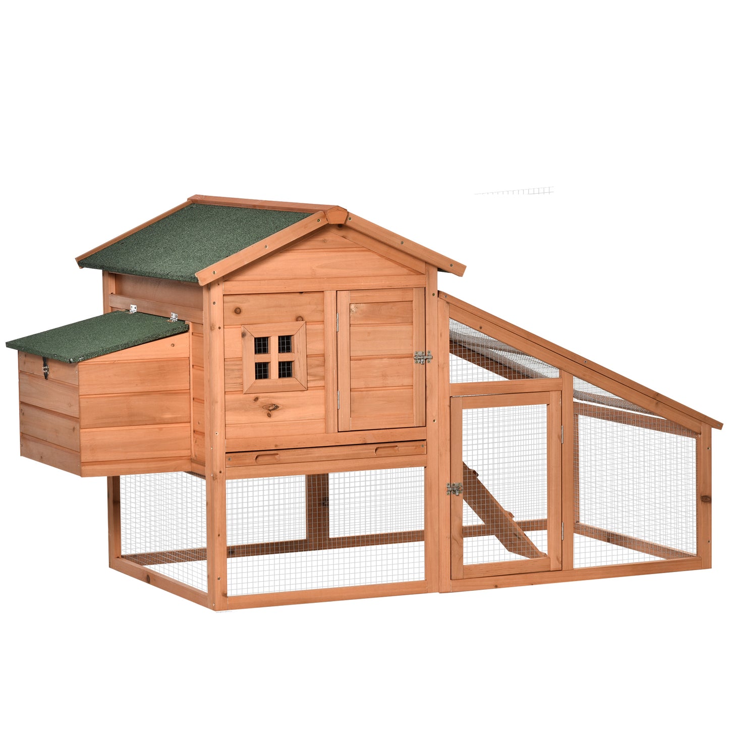 69" Chicken Coop Wooden Hen House Rabbit Hutch Poultry Cage Pen Outdoor Backyard with Outdoor Run Resting Nesting Box Re