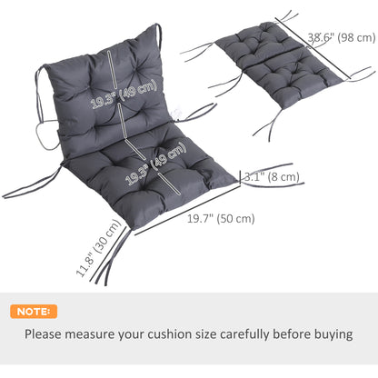 Patio Chair Cushions Set of 2, 39" x 20" x 3" Outdoor Tufted Cushion Set with Ties for Indoor Outdoor Garden Furniture, 