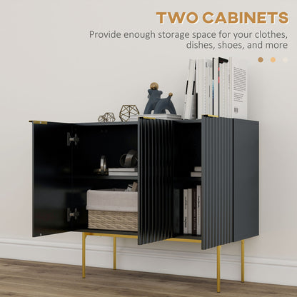 Modern Storage Cabinet Sideboard Buffet Cabinet with Gold Legs for Living Room Dining Room Hallway Black