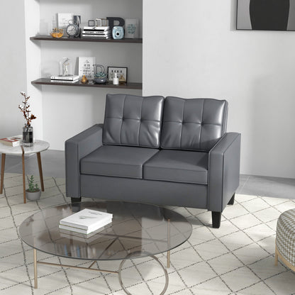 51" PU Leather Loveseat, Upholstered Double Sofa Couch with Armrests, Tufted Backrest, Pocket Spring and Sponge Padded C