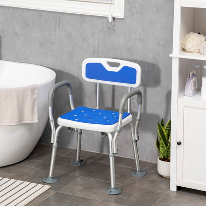 Adjustable Shower Chair with Arms and Back, Bath Chair with Regular Seat, Anti-slip Shower Bench for Seniors and Disable