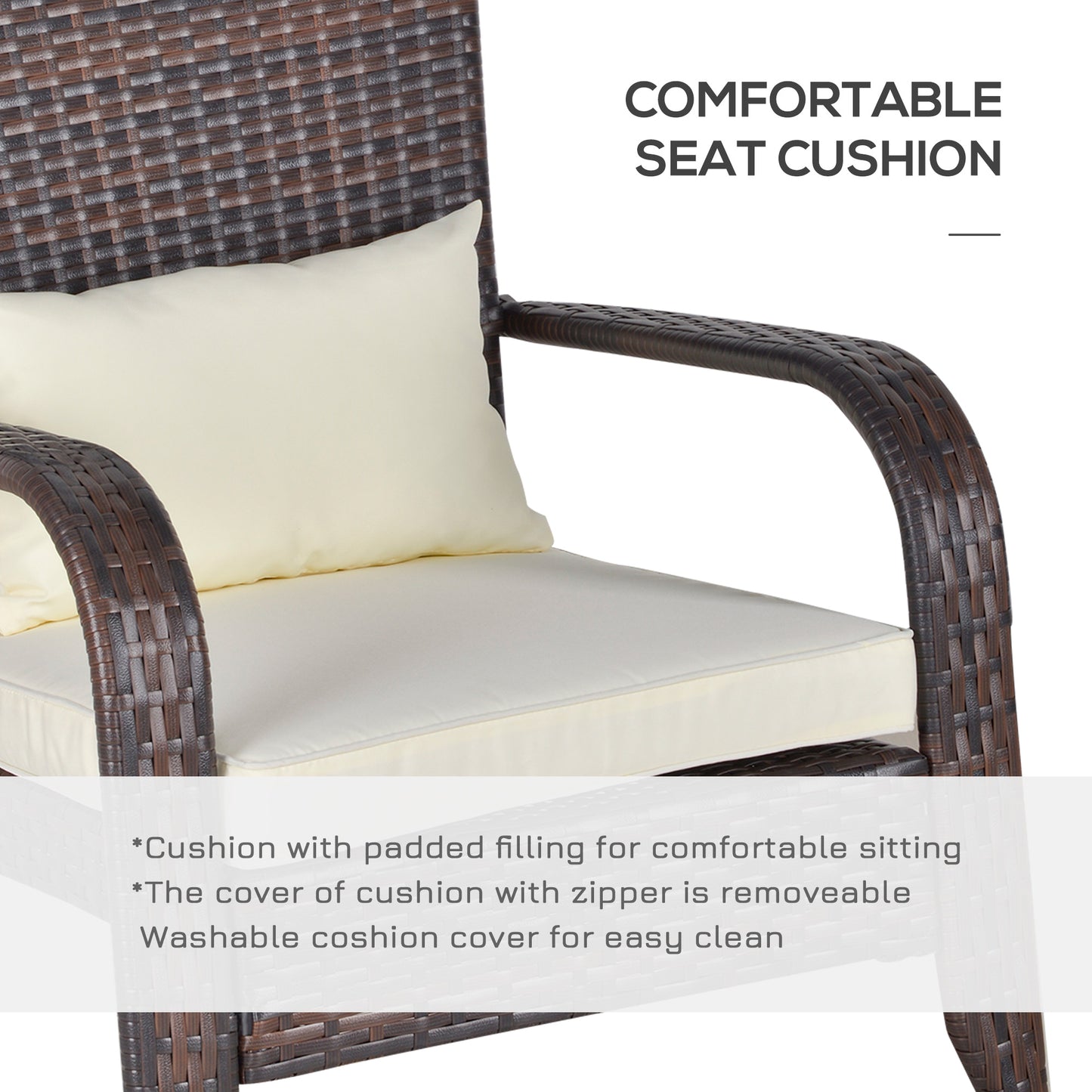 Patio Wicker Adirondack Chair, Outdoor PE Rattan Fire Pit Chair, Muskoka Chair w/ Soft Cushions, Tall Curved Backrest an