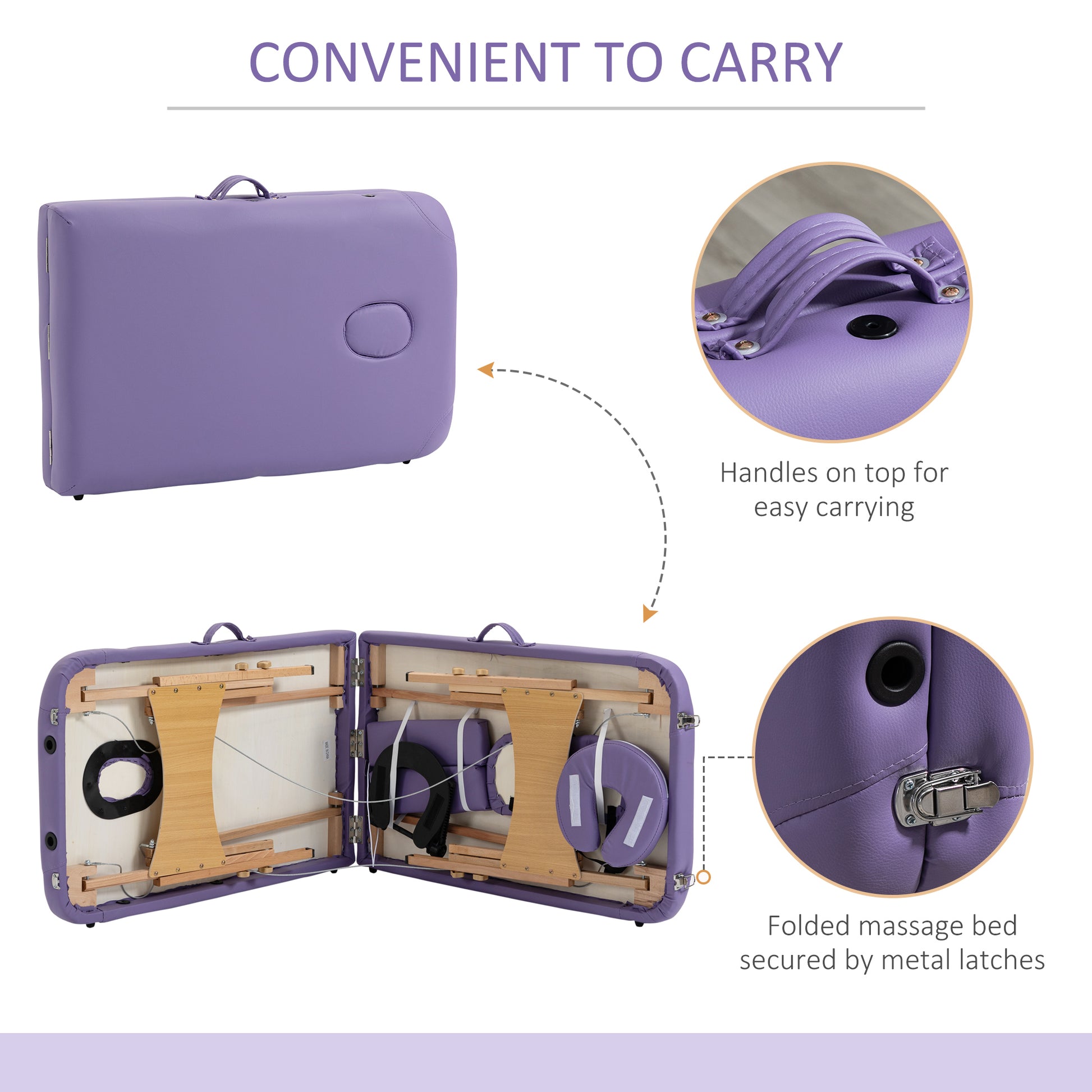 Height Adjustable Professional Salon Spa Facial Couch Bed, Portable Folding Massage Table, Purple