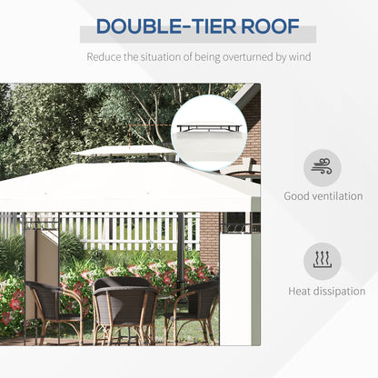 10' x 13' Outdoor Gazebo, Double Roof Patio Gazebo Canopy Shelter with Screen Decorate Corner Frame, White