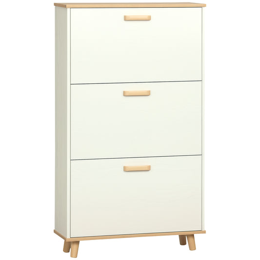 Modern Shoe Cabinet with 3 Flip Drawers and Adjustable Shelf, 12 Pair Shoe Storage Cabinet for Hallway, Entryway, White