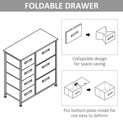 Dresser with 7 Drawers, Chest of Drawers with Metal Frame, Fabric Dresser for Living Room, Light Grey