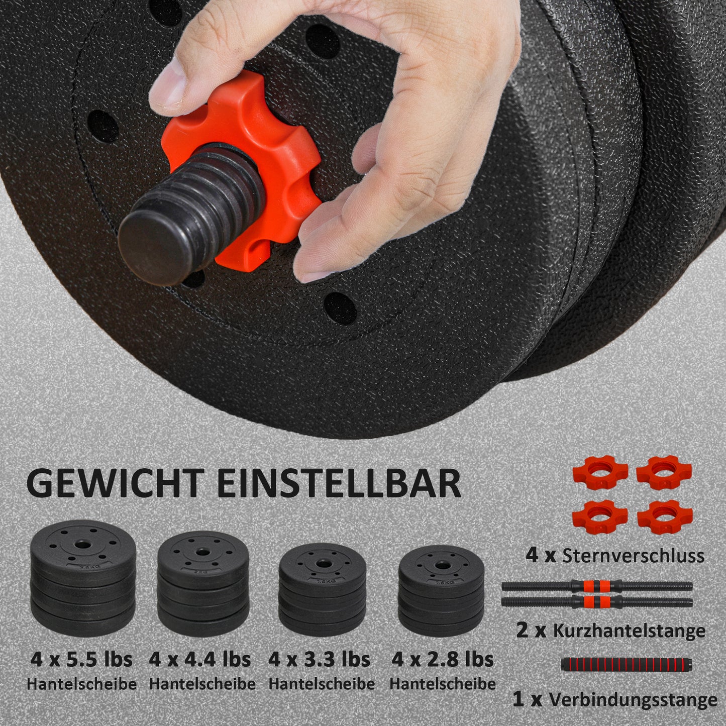 Soozier 66lbs 2-in-1 Adjustable Dumbbells Weight Set, Dumbbell Hand Weights Barbell for Body Fitness, Lifting Training f