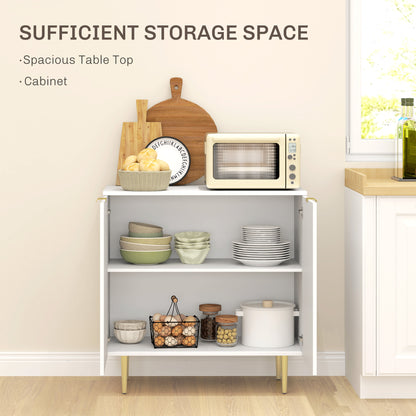 Modern Kitchen Storage Cabinet, Sideboard Buffet Cabinet with Adjustable Shelves and Metal Legs for Kitchen, White