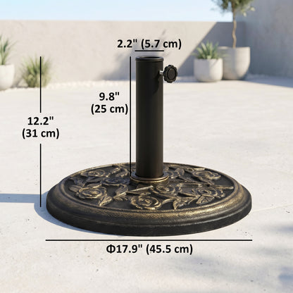 20 lbs Resin Round Patio Umbrella Base 18" Outdoor Decorative Cast Stone Parasol Stand Market Garden Umbrella Holder, Br