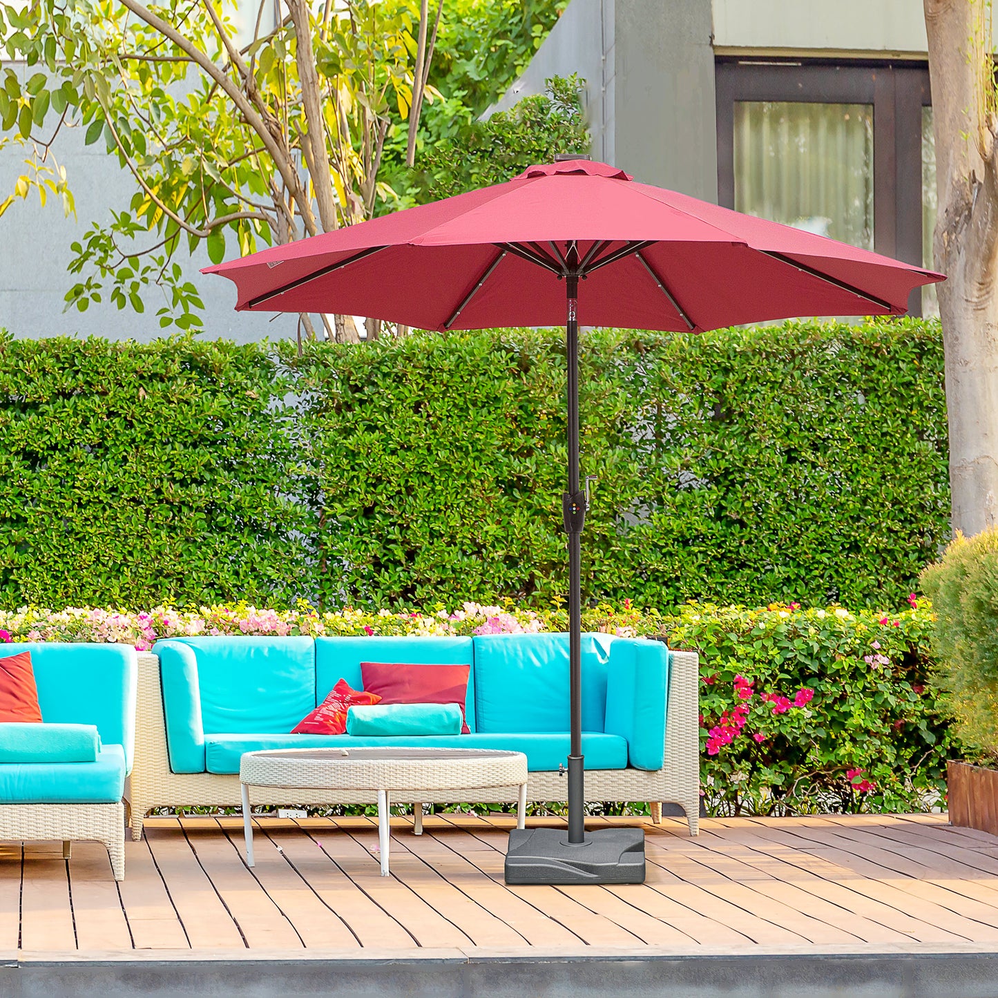 44lbs Square Cement Patio Umbrella Base Stand, Outdoor Garden Parasol Base Umbrella Weight Stand Holder Fits Φ1.3", Φ1.5