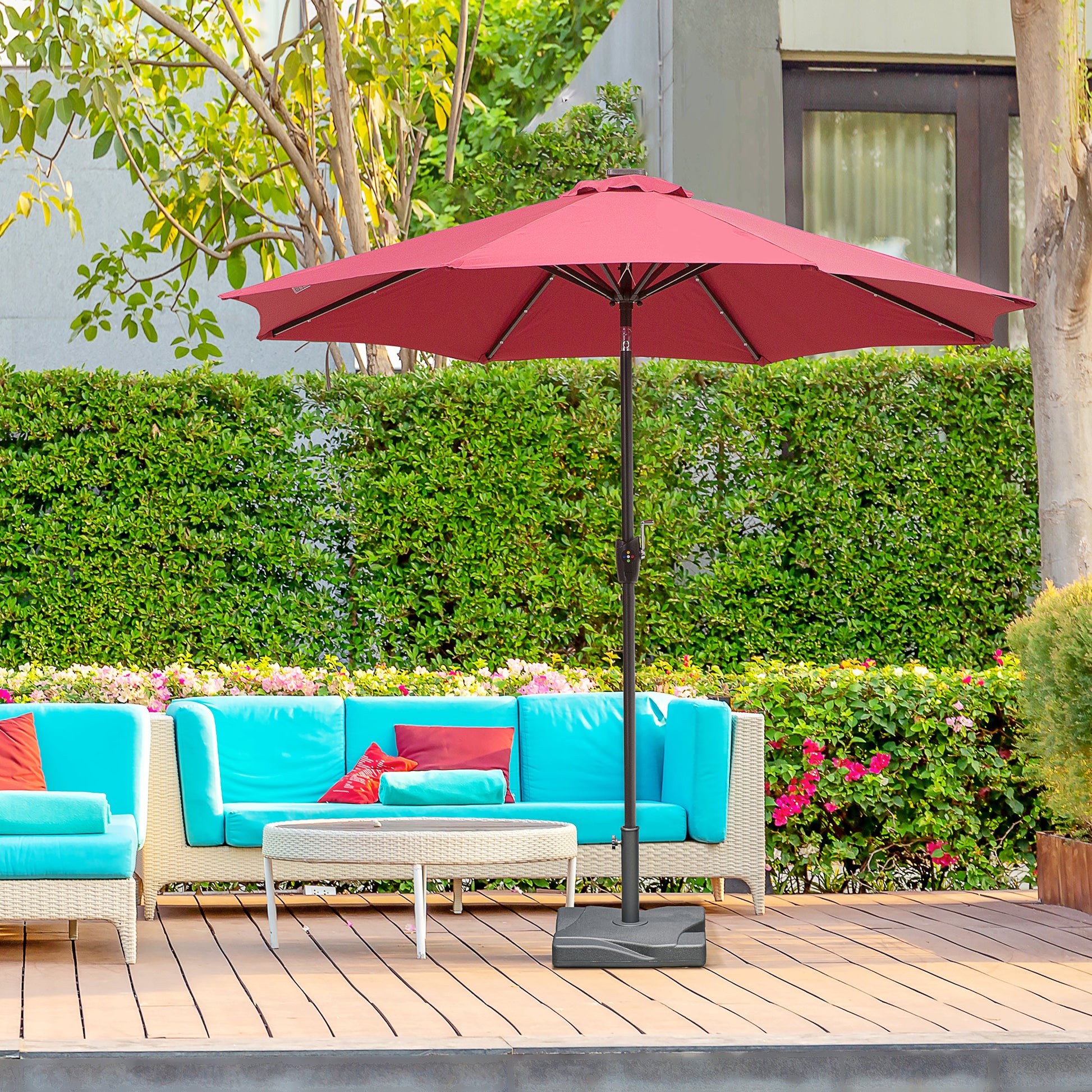 44lbs Square Cement Patio Umbrella Base Stand, Outdoor Garden Parasol Base Umbrella Weight Stand Holder Fits Φ1.3", Φ1.5
