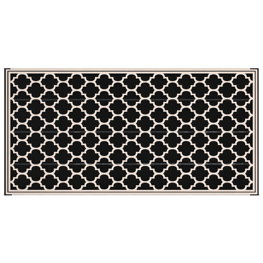 Reversible Outdoor RV Rug, 9' x 18' Patio Floor Mat, Plastic Straw Rug for Backyard, Deck, Picnic, Beach, Camping, Black