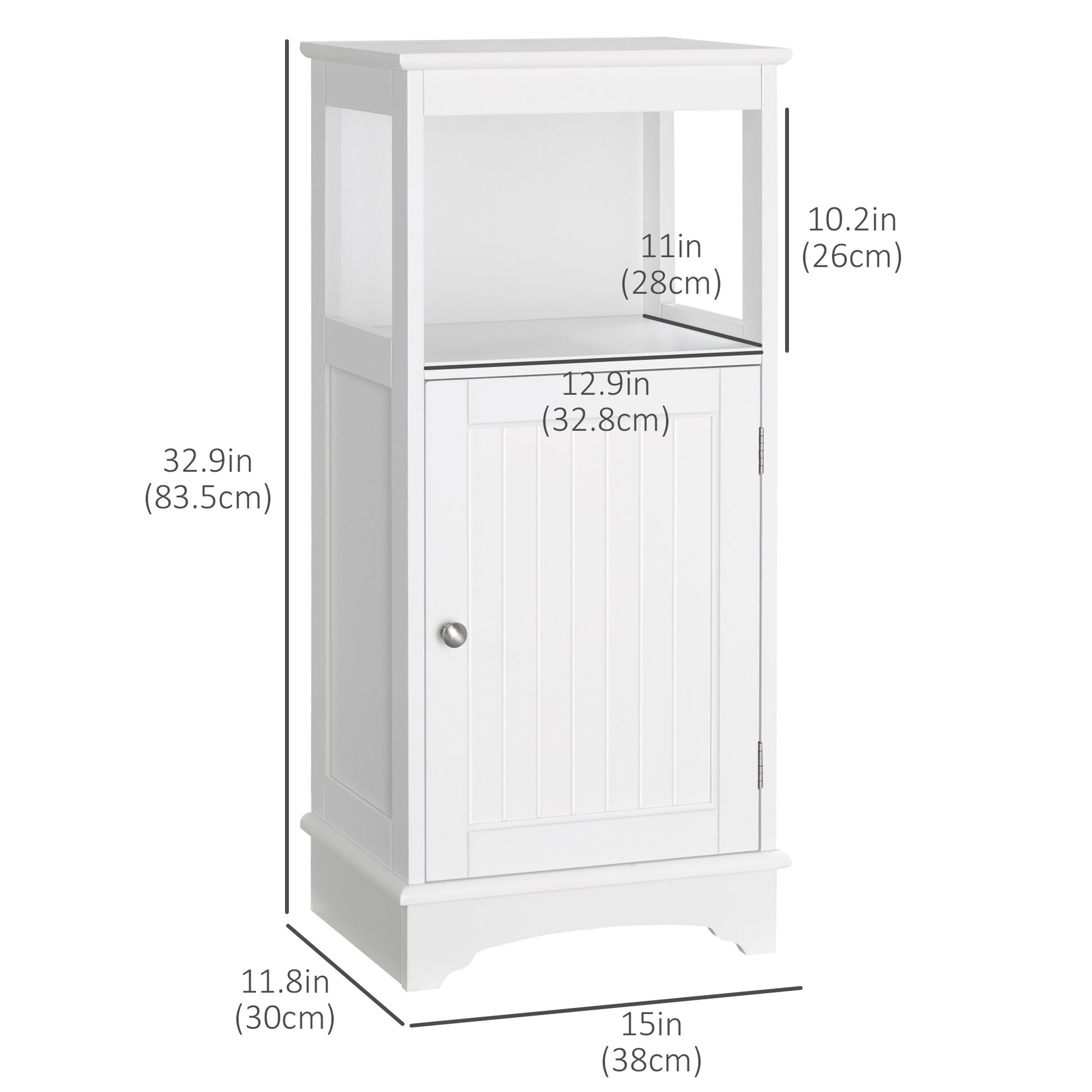 Modern Bathroom Floor Cabinet with Open Shelf, Freestanding Storage Organizer Unit with Single Door for Home Office, Liv
