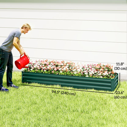 8'x2'x1' Galvanized Raised Bed, Large Elevated Planter Box for Growing Flowers, Herbs and Vegetables, Green