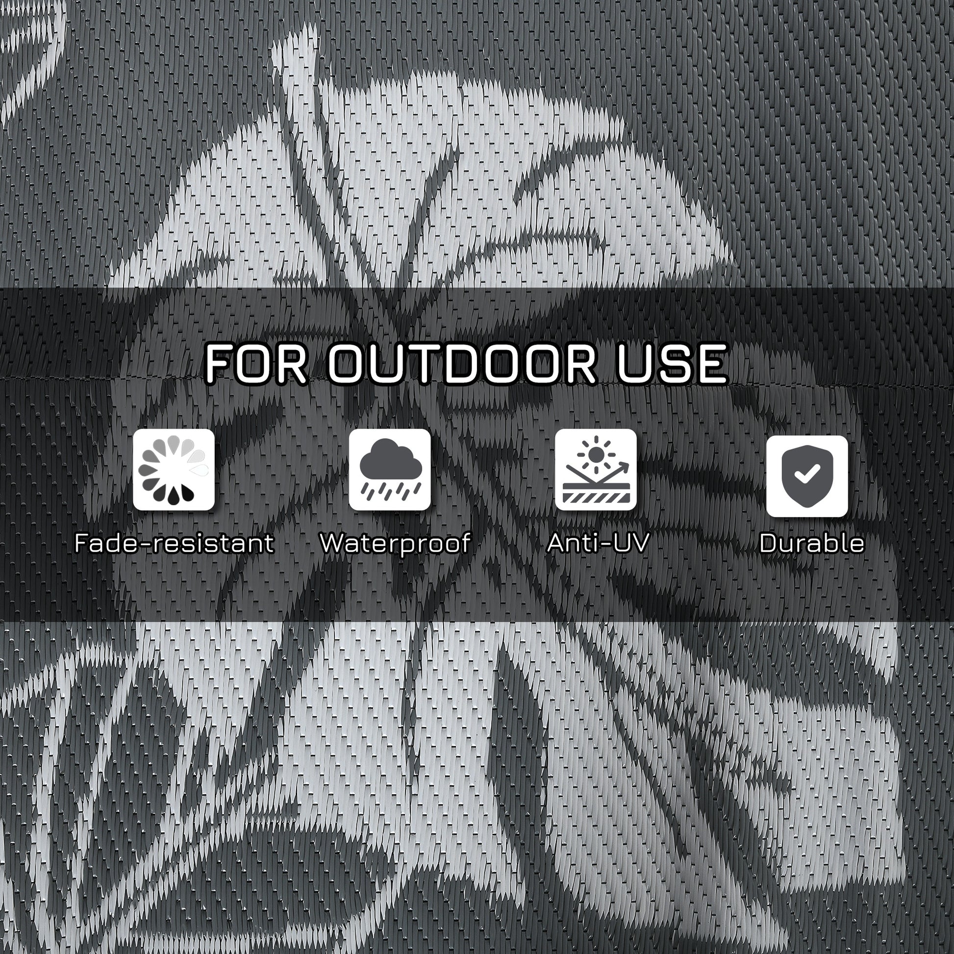 Reversible Outdoor RV Rug, Patio Floor Mat, 6' x 9' Plastic Rug for Backyard, Deck, Beach, Camping, Grey and White