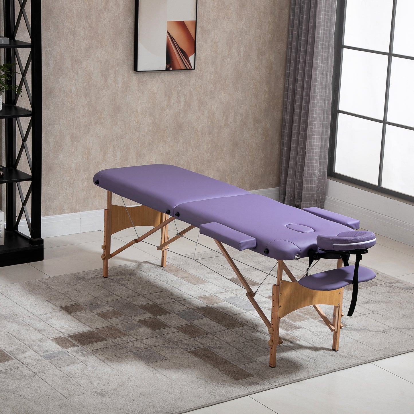 Height Adjustable Professional Salon Spa Facial Couch Bed, Portable Folding Massage Table, Purple