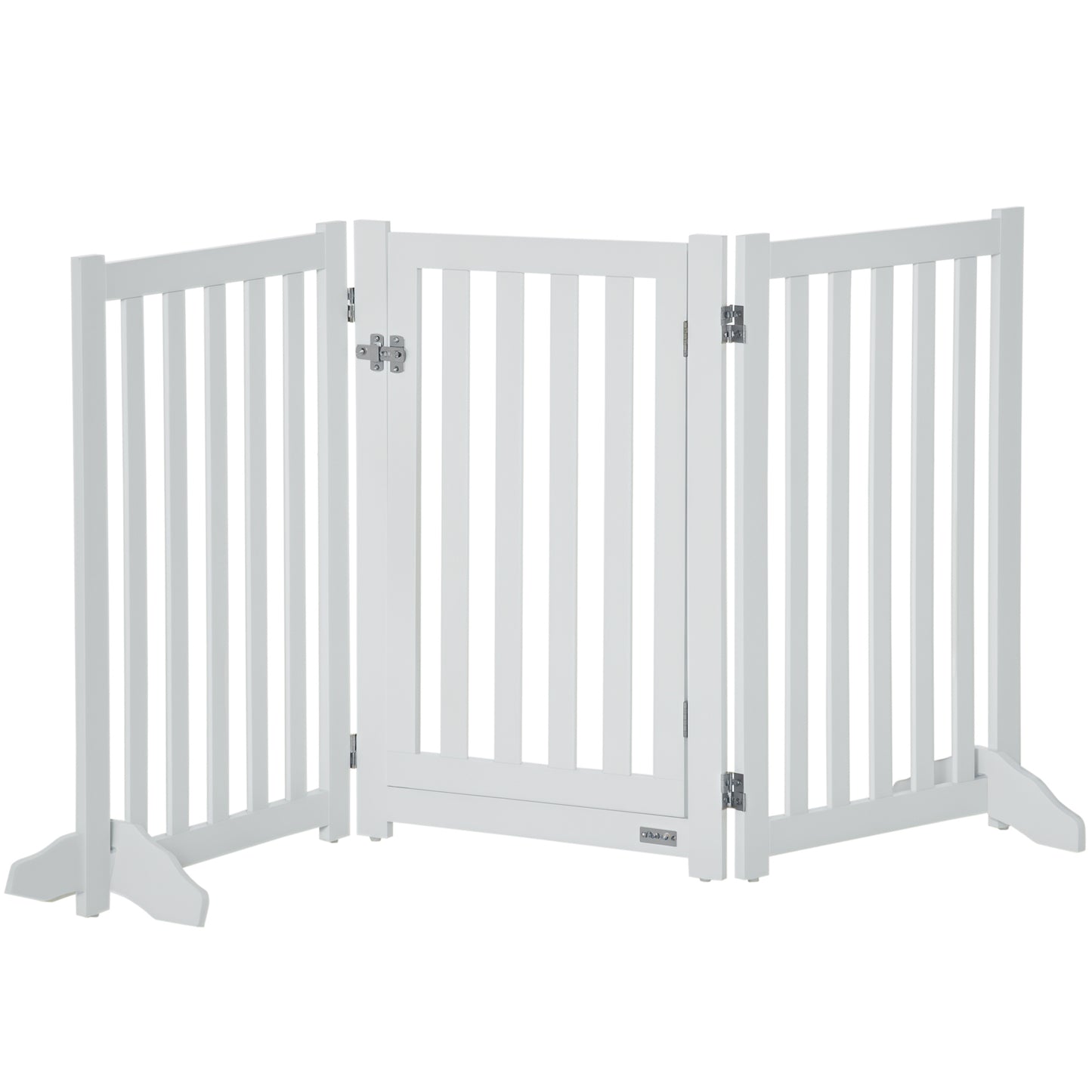 31.5"H Foldable Dog Gate with Door, 3 Panels Freestanding Pet Gate Barriers Indoor with Support Feet, Puppy Fence for Sm