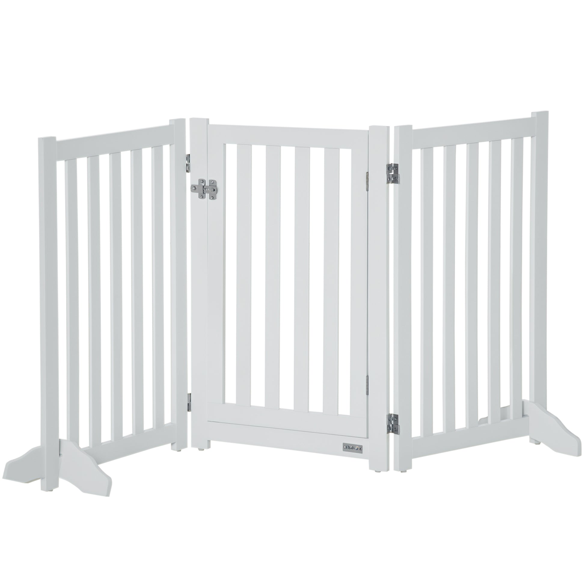 31.5"H Foldable Dog Gate with Door, 3 Panels Freestanding Pet Gate Barriers Indoor with Support Feet, Puppy Fence for Sm