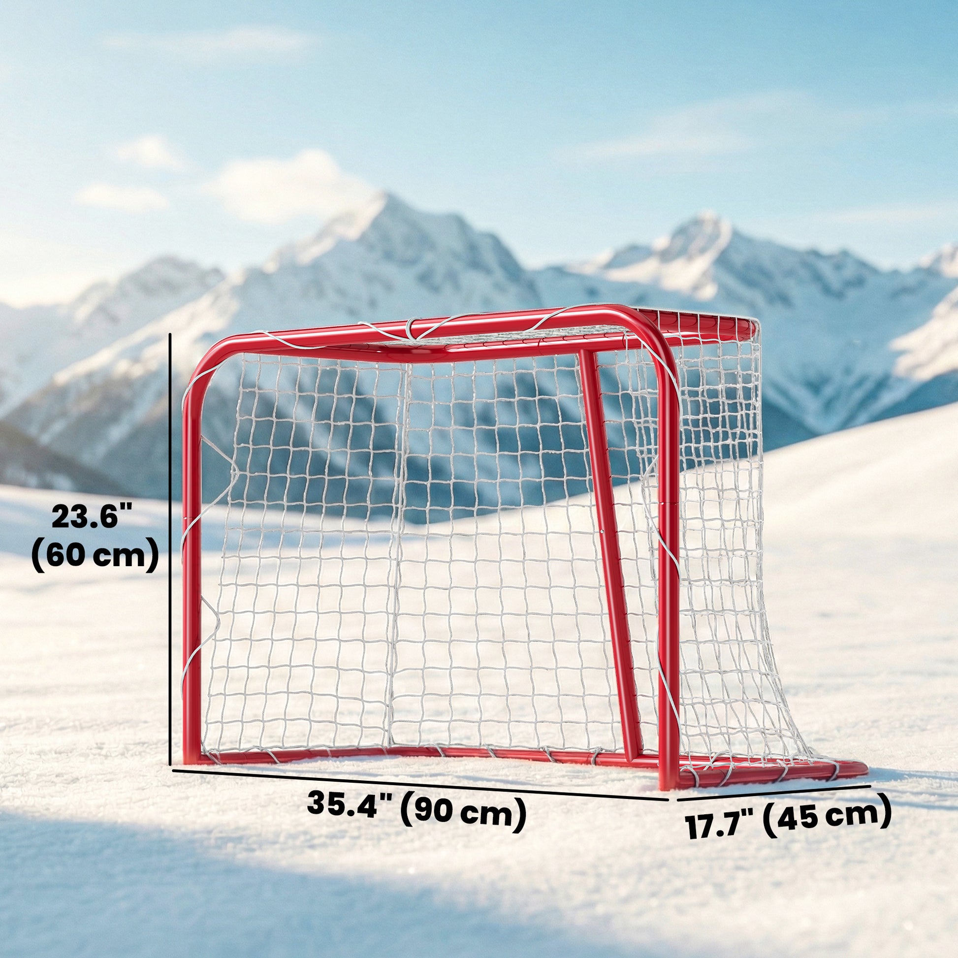 Soozier 3' x 2' Mini Hockey Goal, Easy Setup Hockey Net with Metal Frame, Lightweight & Portable