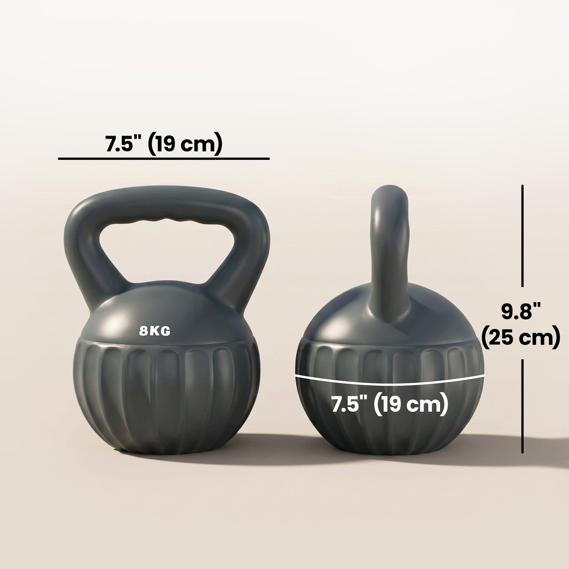 Soozier Kettlebell, 18 lbs Kettle Bell with Non-Slip Handle for Home Gym, Weight Lifting and Strength Training, Grey