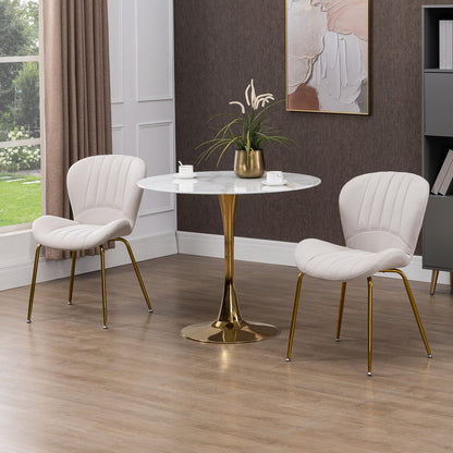 Dining Chairs Set of 2, Modern Accent Chair with Cushioned Backrest, Upholstery for Living Room, Cream White