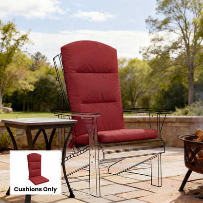 Patio Chair Cushion for Adirondack Chairs Replacement Cushion with Back and Ties, Wine Red