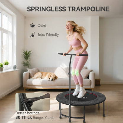 Soozier 39" Mini Exercise Trampoline w/ Adjustable T-Bar Indoor Fitness Rebounder Black