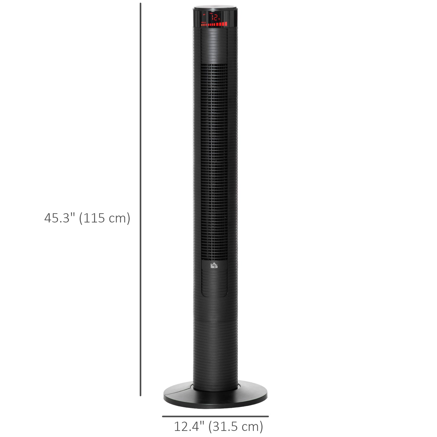 Freestanding Tower Fan Cooling for Home Bedroom with 3 Speed, 12h Timer, Oscillating, LED Panel, Remote Controller, Blac
