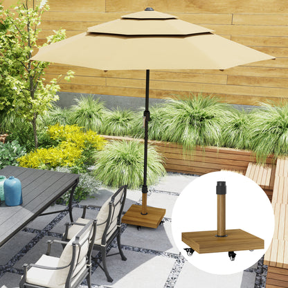 57 lbs Metal Square Patio Umbrella Base Holder, Outdoor Umbrella Stand with Wheels, Heavy Duty Patio Umbrella Stand Base