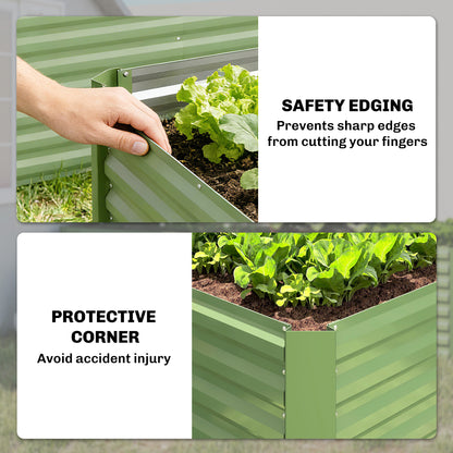 Set of 2 Galvanized Metal Planters for Outdoor Plants, 4' x 2' x 2' Raised Garden Bed, Light Green