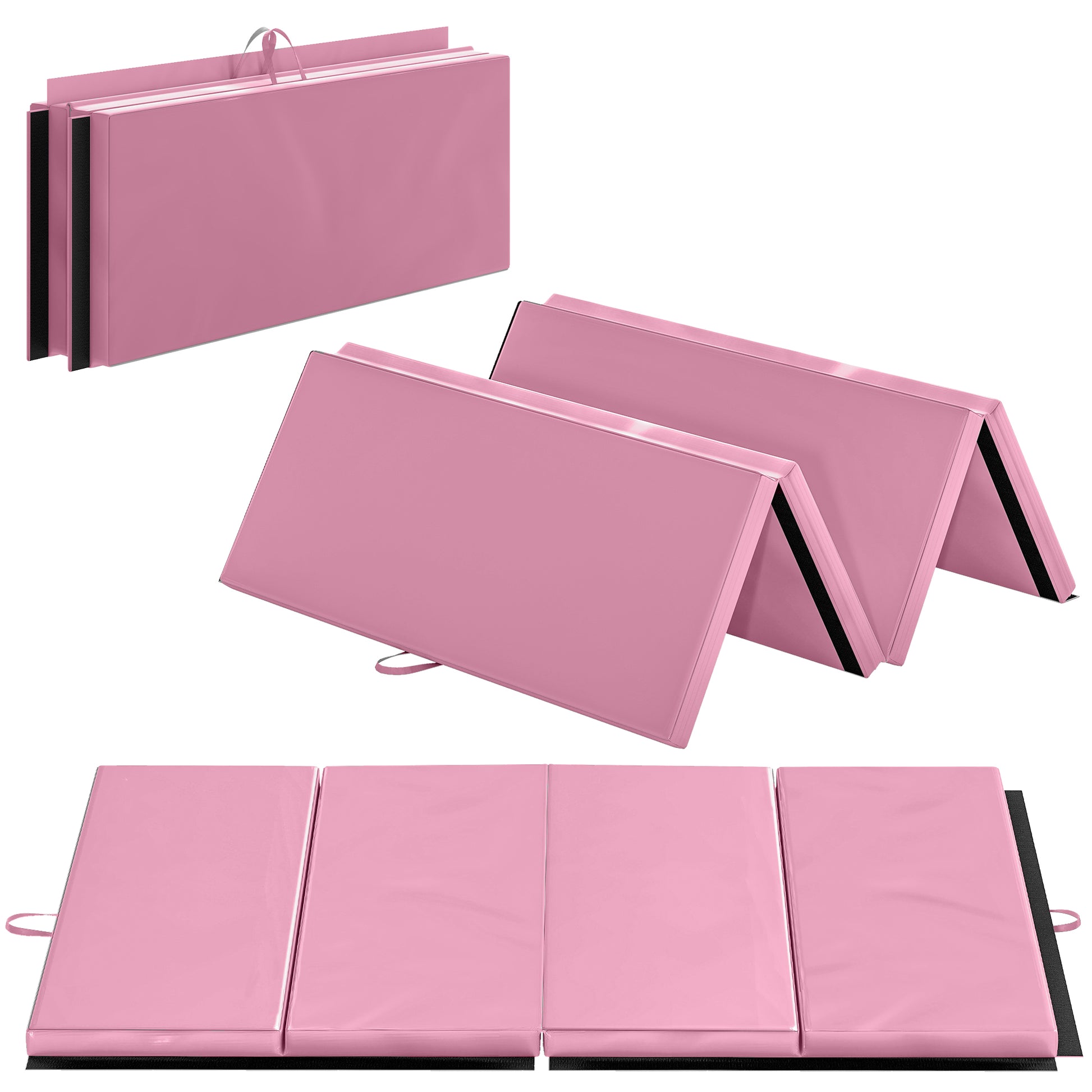 Soozier 4'x6'x2'' Folding Gymnastics Tumbling Mat, Exercise Mat  with Carrying Handles for Yoga, MMA, Martial Arts, Stre