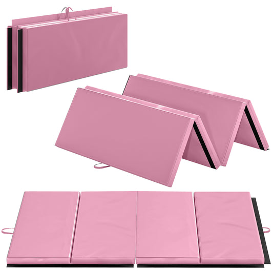 Soozier 4'x6'x2'' Folding Gymnastics Tumbling Mat, Exercise Mat  with Carrying Handles for Yoga, MMA, Martial Arts, Stre