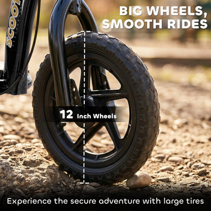Adjustable Kids Pro Stunt Scooter Children Street Bike Bicycle Ride On with 12” Tire (Black)