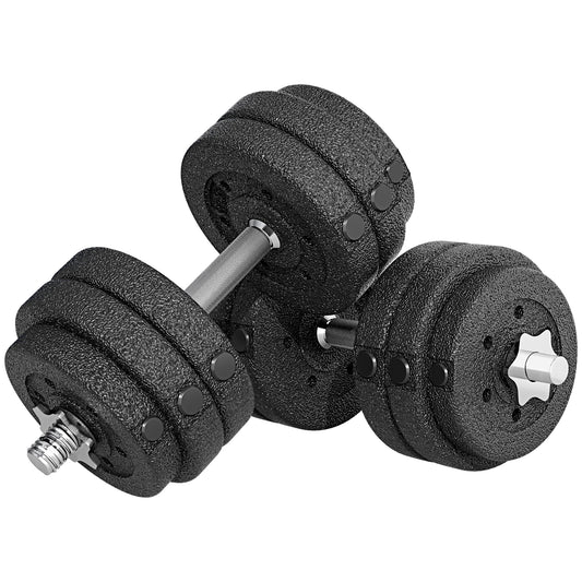 Soozier 2 x 33 lbs Adjustable Dumbbells Weight Set Dumbbell Hand Weight Barbell for Body Fitness Lifting Training for Ho
