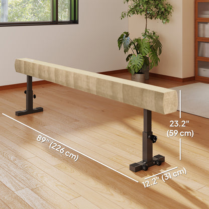Soozier 7.5ft Adjustable Balance Beam, Gymnastics Beam with Wheels, Gymnastics Equipment for 6+ Years Old Training, Prac