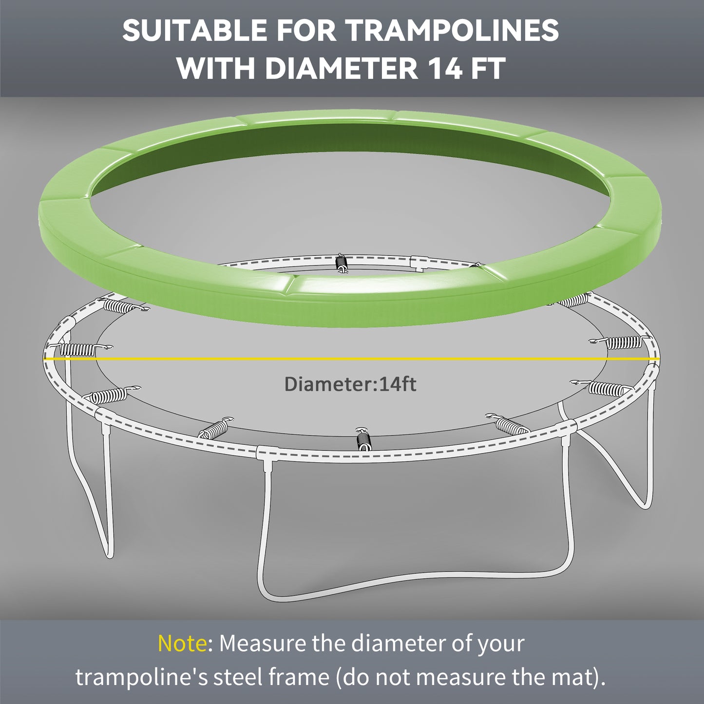 Soozier 14FT Trampoline Spring Cover, Trampoline Pad Replacement, All-Weather Trampoline Accessories, Green