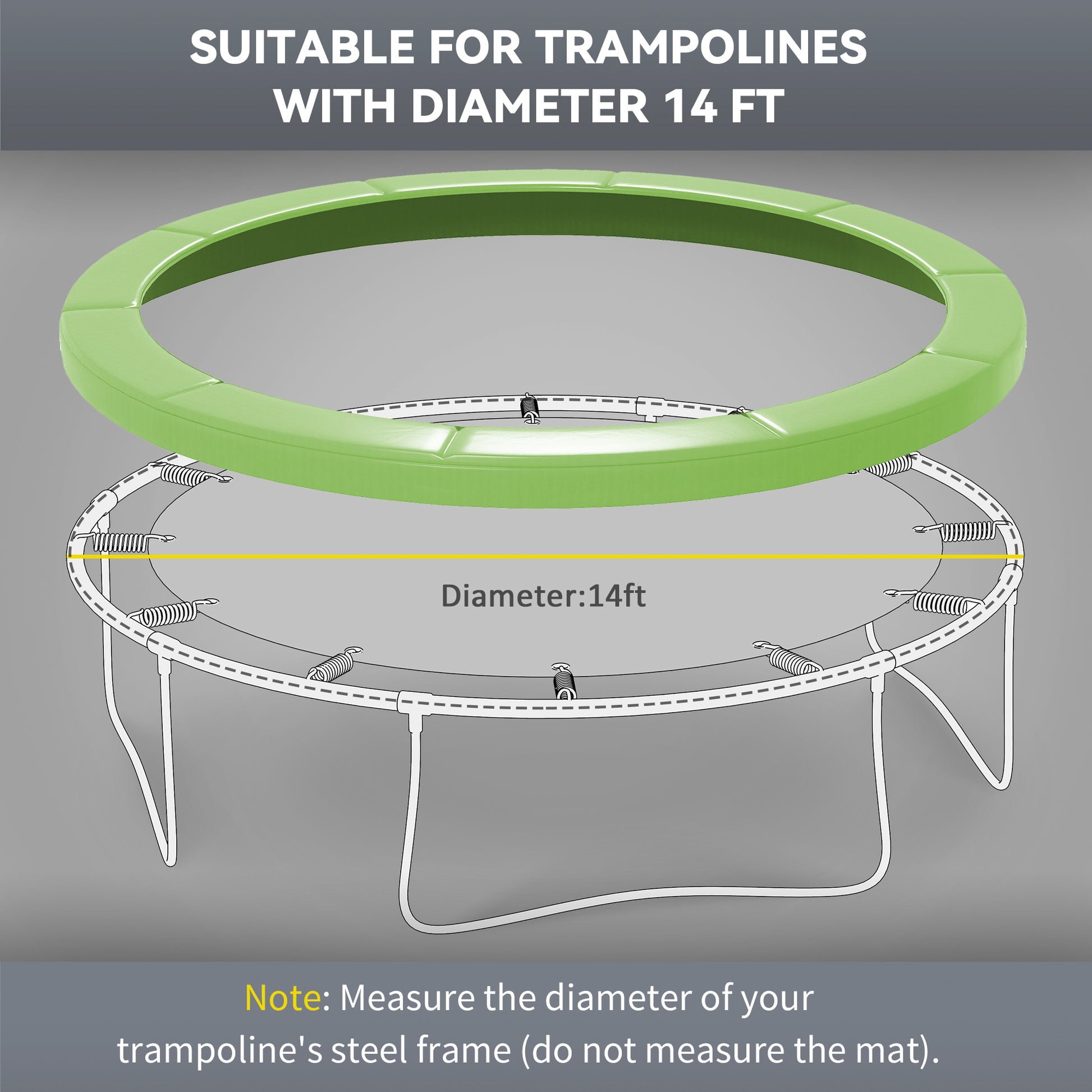 Soozier 14FT Trampoline Spring Cover, Trampoline Pad Replacement, All-Weather Trampoline Accessories, Green