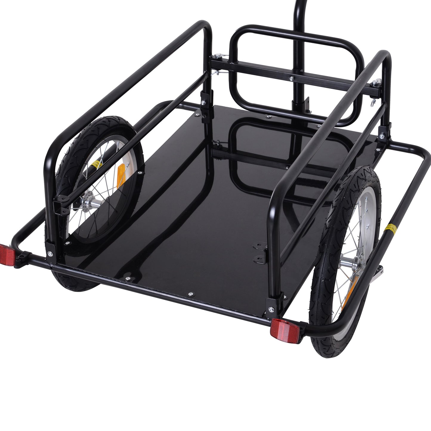 VarietyKart Folding Bicycle Cargo Trailer Utility Bike Cart Carrier for Garden Patio with Hitch Black