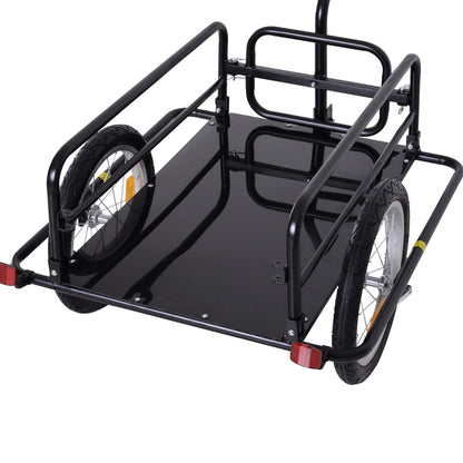 VarietyKart Folding Bicycle Cargo Trailer Utility Bike Cart Carrier for Garden Patio with Hitch Black
