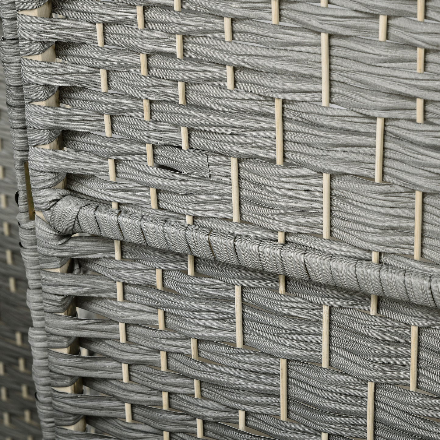 6 Ft Tall Folding Room Divider, 6 Panel Portable Privacy Screen, Hand-Woven Partition Wall Divider, Mixed Grey