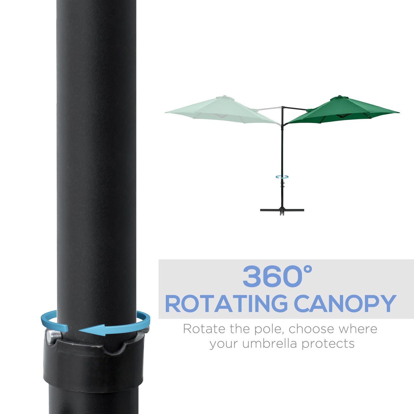 8.5FT Offset Patio Umbrella with 360° Rotation, Outdoor Cantilever Roma Parasol Hanging Sun Shade Canopy Shelter with Cr