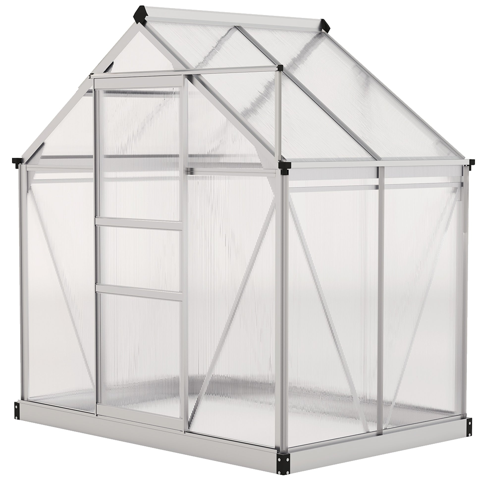 6' x 4' x 6.6' Polycarbonate Greenhouse, Walk-In Green House Kit Garden, Plants Grow, Galvanized Sheet Aluminum Frame wi