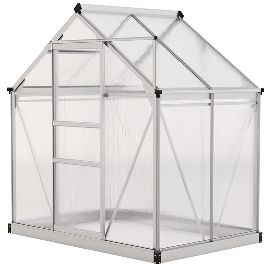 6' x 4' x 6.6' Polycarbonate Greenhouse, Walk-In Green House Kit Garden, Plants Grow, Galvanized Sheet Aluminum Frame wi
